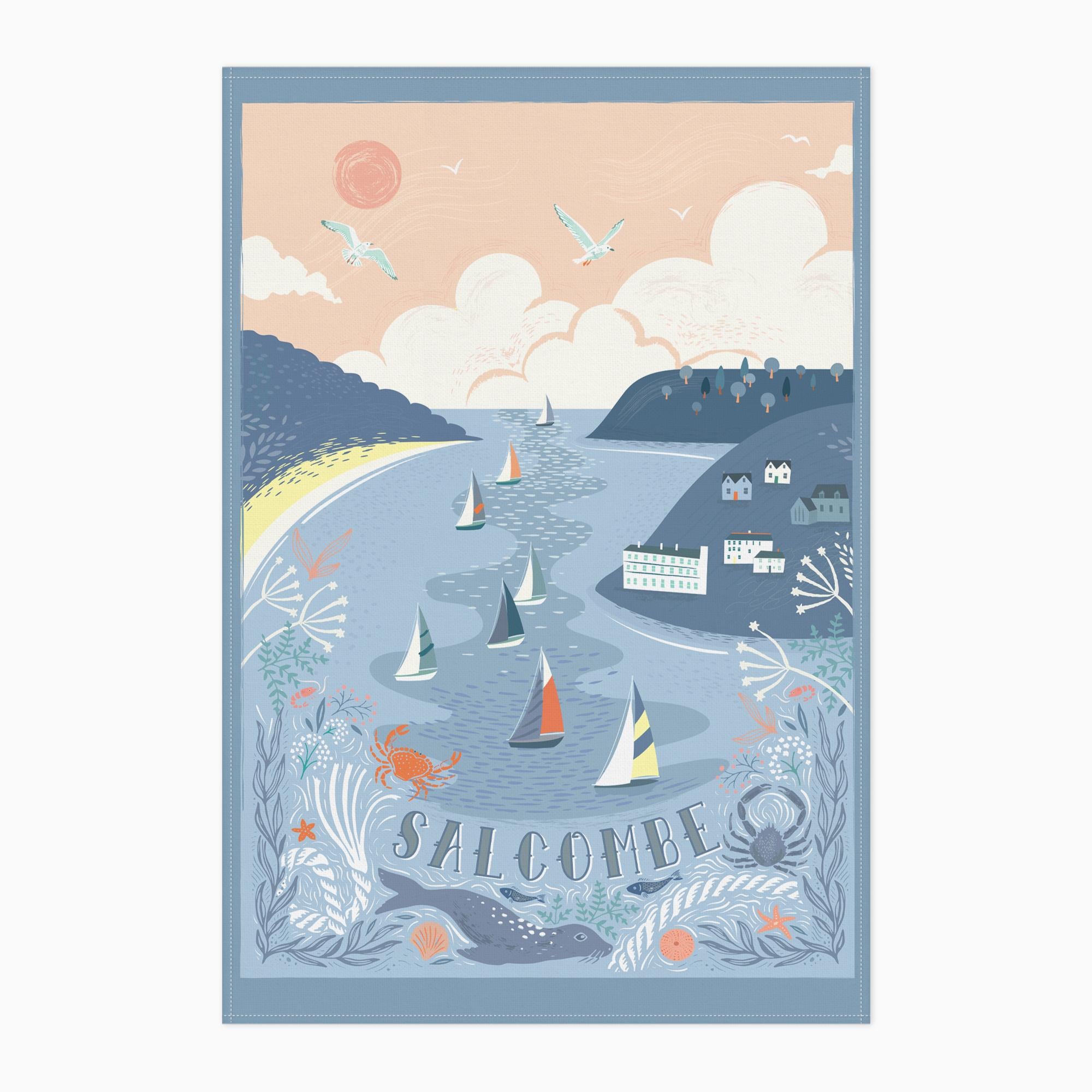 Tea Towel-DV02TT - Salcombe Tea Towel-Whistlefish