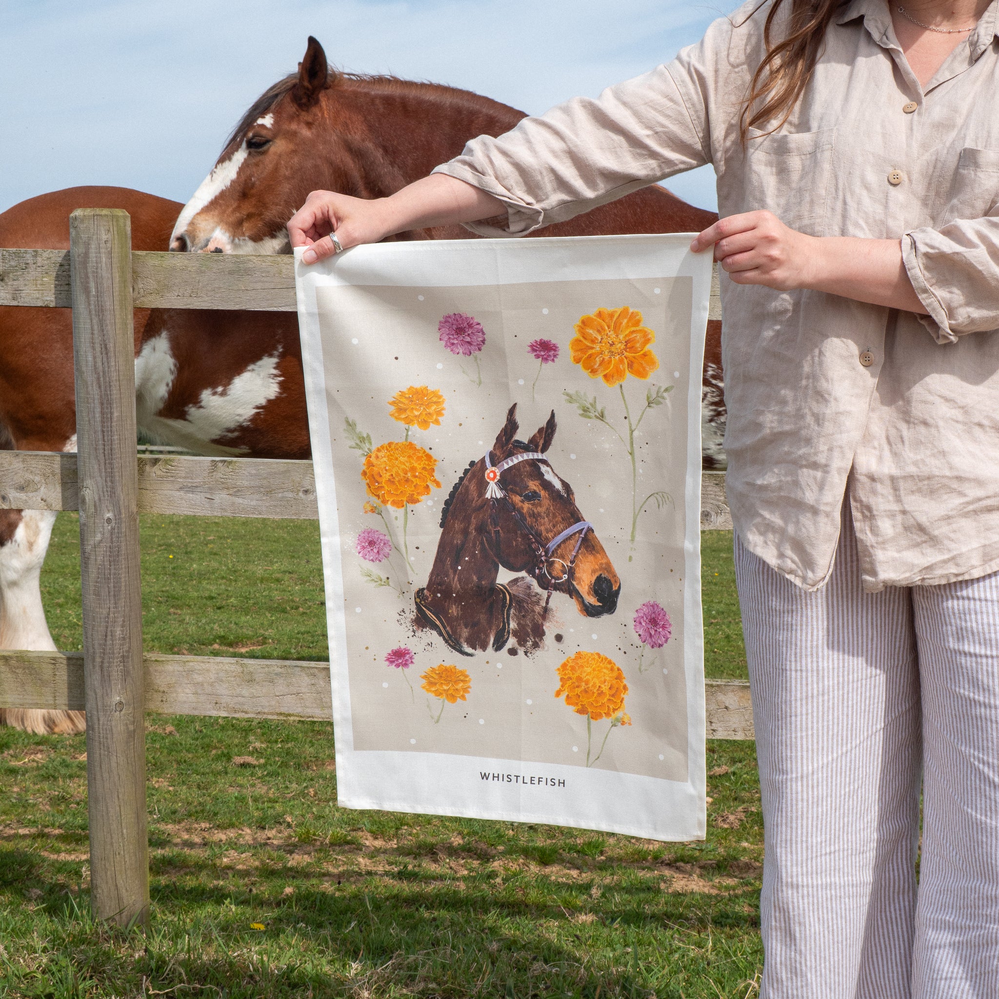 Tea Towel-EQ02TT - Grace & Gallop Natural Tea Towel-Whistlefish