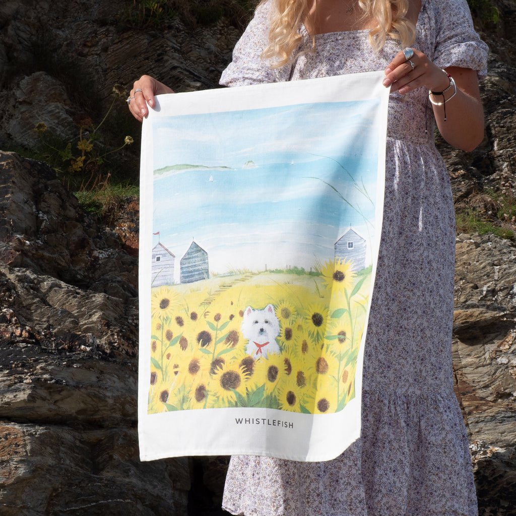 Tea Towel-HC10TT - Hannah Cole Gone Westie Tea Towel-Hannah Cole