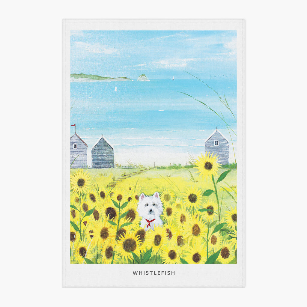Tea Towel-HC10TT - Hannah Cole Gone Westie Tea Towel-Hannah Cole