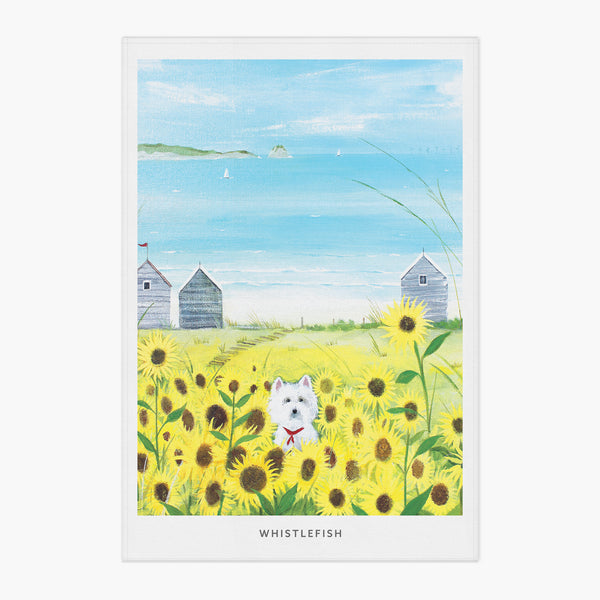 Tea Towel-HC10TT - Hannah Cole Gone Westie Tea Towel-Hannah Cole