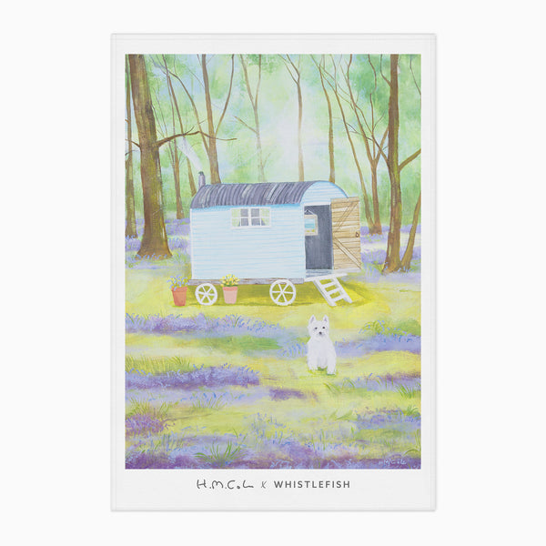 Tea Towel-HC16TT - Westie in the Woods Tea Towel-Hannah Cole