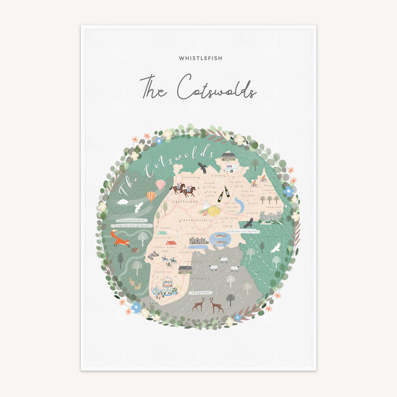 Tea Towel - MA01TT - The Cotswolds Map Tea Towel - 