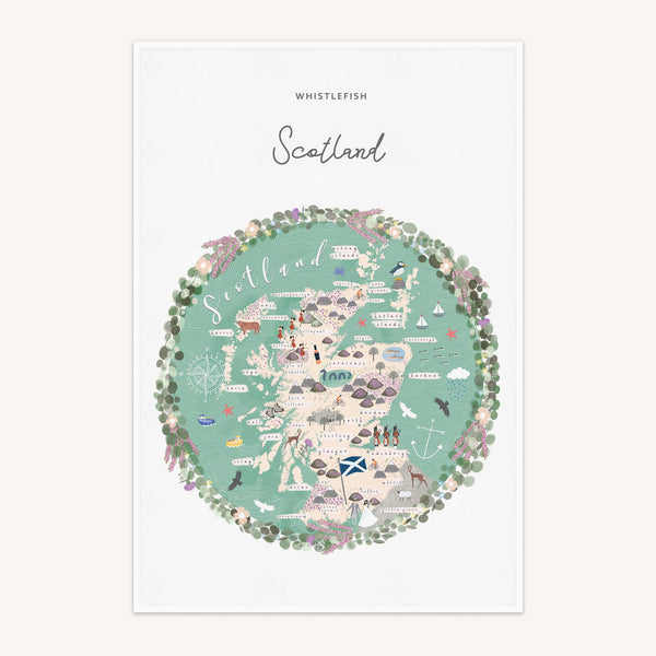 Tea Towel-MA05TT - Scotland Map tea Towel-Whistlefish