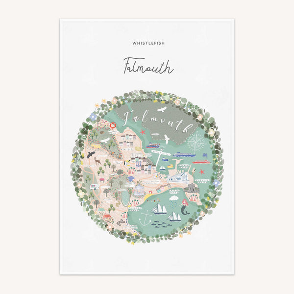 Tea Towel-MA06TT - Falmouth Map Tea Towel-Whistlefish