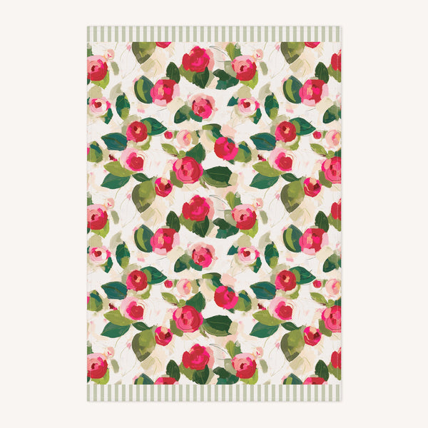 Tea Towel - WC01TT - Light Winter Camellia Tea Towel - Light Winter Camellia Tea Towel - Whistlefish