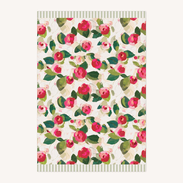 Tea Towel - WC01TT - Light Winter Camellia Tea Towel - Light Winter Camellia Tea Towel - Whistlefish