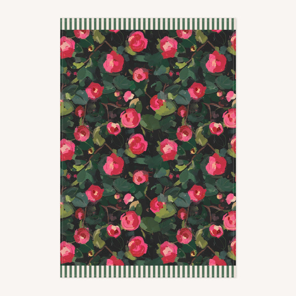 Tea Towel - WC02TT - Dark Winter Camellia Tea Towel - Dark Winter Camellia Tea Towel - Whistlefish