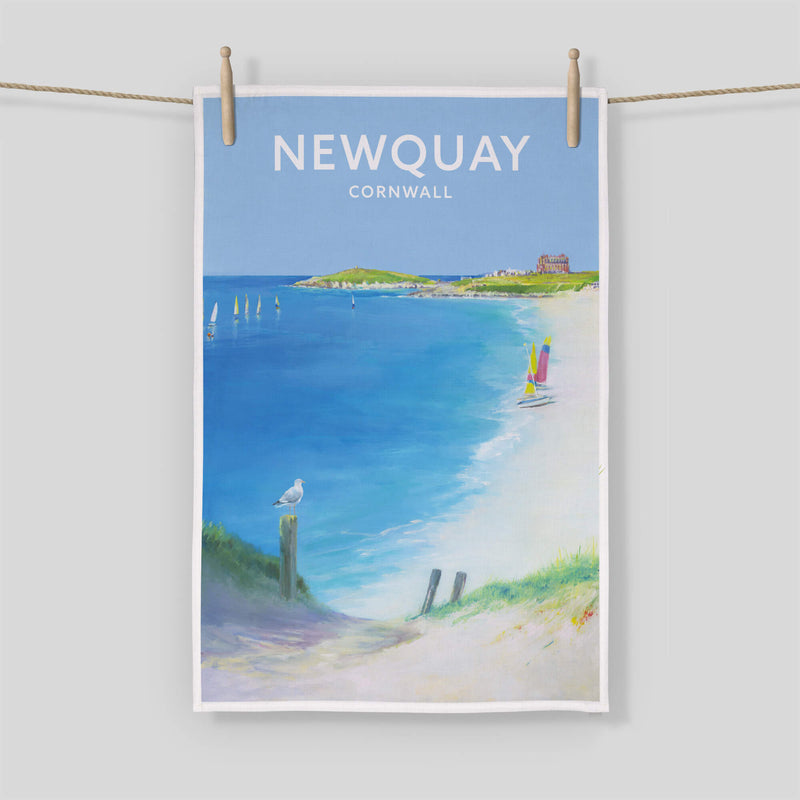 Tea Towel - WTT101 - Newquay Tea Towel - Newquay Tea Towel by Iris Clelford - Coastal Gifts - Whistlefish