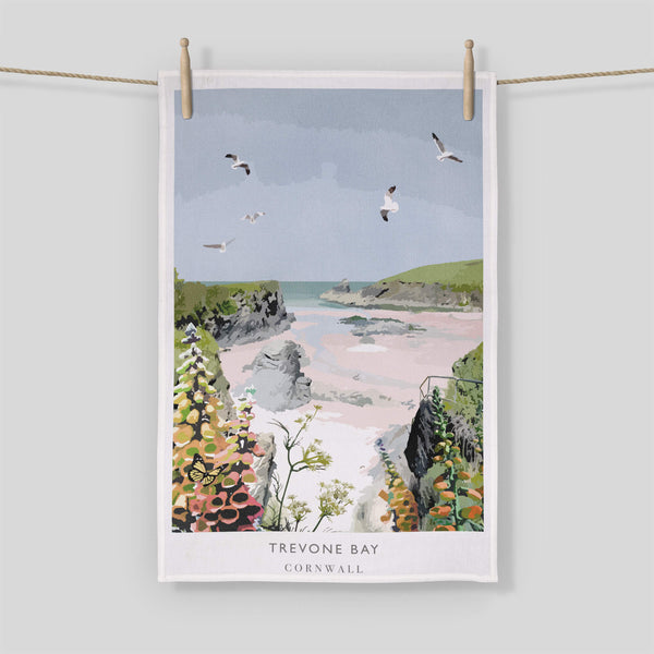 Tea Towel - WTT119 - Trevone Bay Tea Towel - Trevone Bay Tea Towel - Art Inspired Gifts - Whistlefish