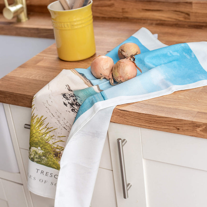 Tea Towel - WTT121 - Tresco, Isles of Scilly Tea Towel - Tresco, Isles of Scilly Tea Towel - Travel Art Tea Towels - Whistlefish