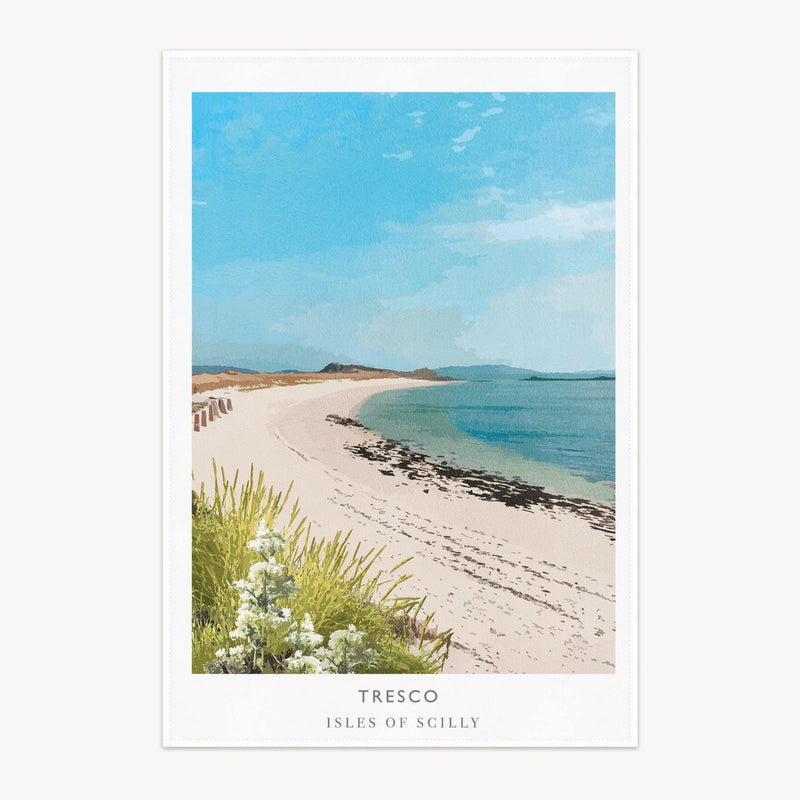 Tea Towel - WTT121 - Tresco, Isles of Scilly Tea Towel - Tresco, Isles of Scilly Tea Towel - Travel Art Tea Towels - Whistlefish