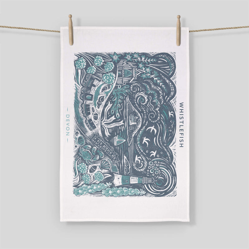 Tea Towel - WTT127 - Devon Lino Tea Towel - Devon Lino Tea Towel - South West Inspired Gifts - Whistlefish