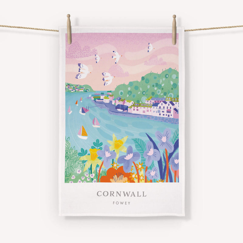 Tea Towel - WTT142 - Fowey Tea Towel - Fowey Brights Tea Towel - Art For The Home - Whistlefish