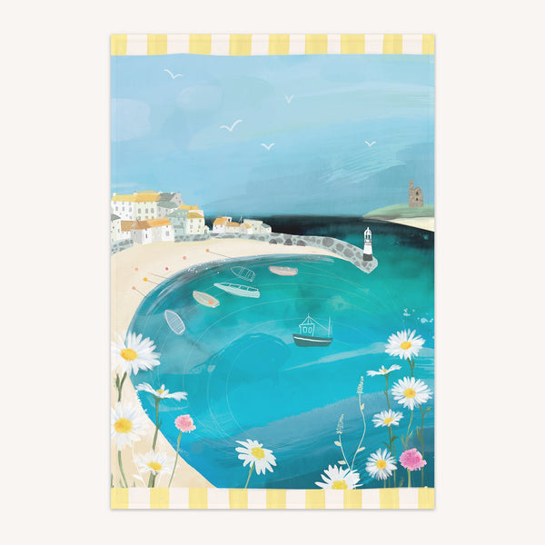 Tea Towel - WTT226 - St Ives Harbour Checked Tea Towel - St Ives Harbour Checked Tea Towel - Whistlefish