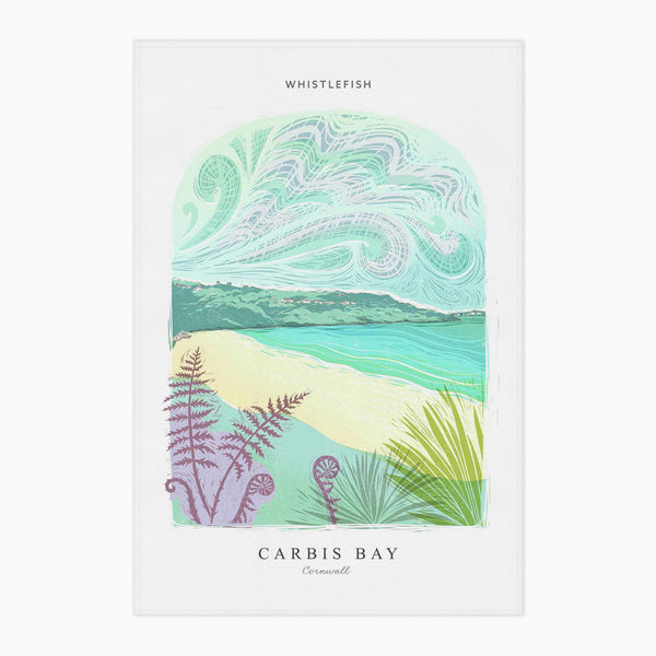 Tea Towel-WTT264 - Carbis Bay Arched Lino Tea Towel-Whistlefish