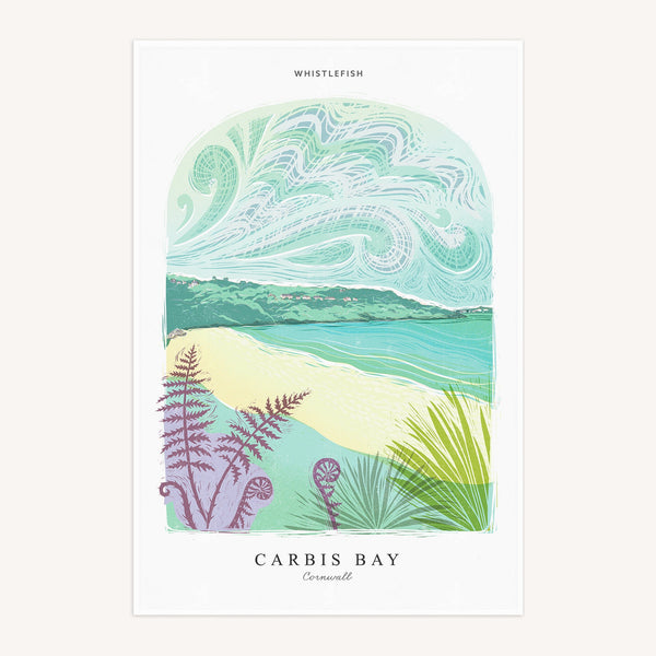 Tea Towel - WTT264 - Carbis Bay Arched Lino Tea Towel - Carbis Bay Arched Lino Tea Towel - Whistlefish