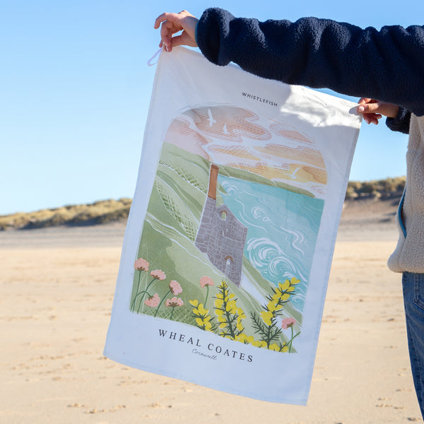 Tea Towel-WTT270 - Wheal Coates Arched Lino Tea Towel-Whistlefish