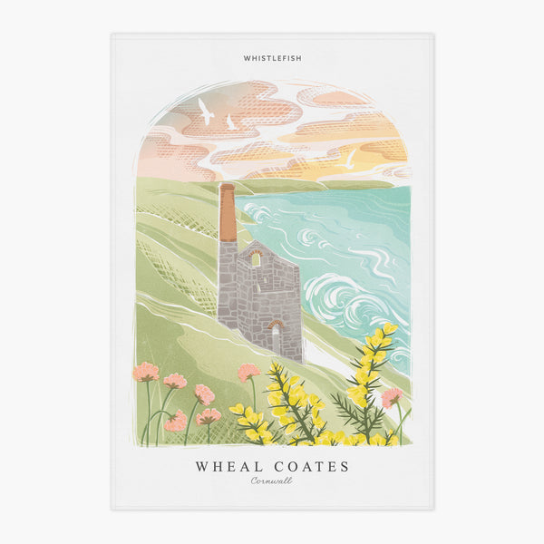 Tea Towel-WTT270 - Wheal Coates Arched Lino Tea Towel-Whistlefish