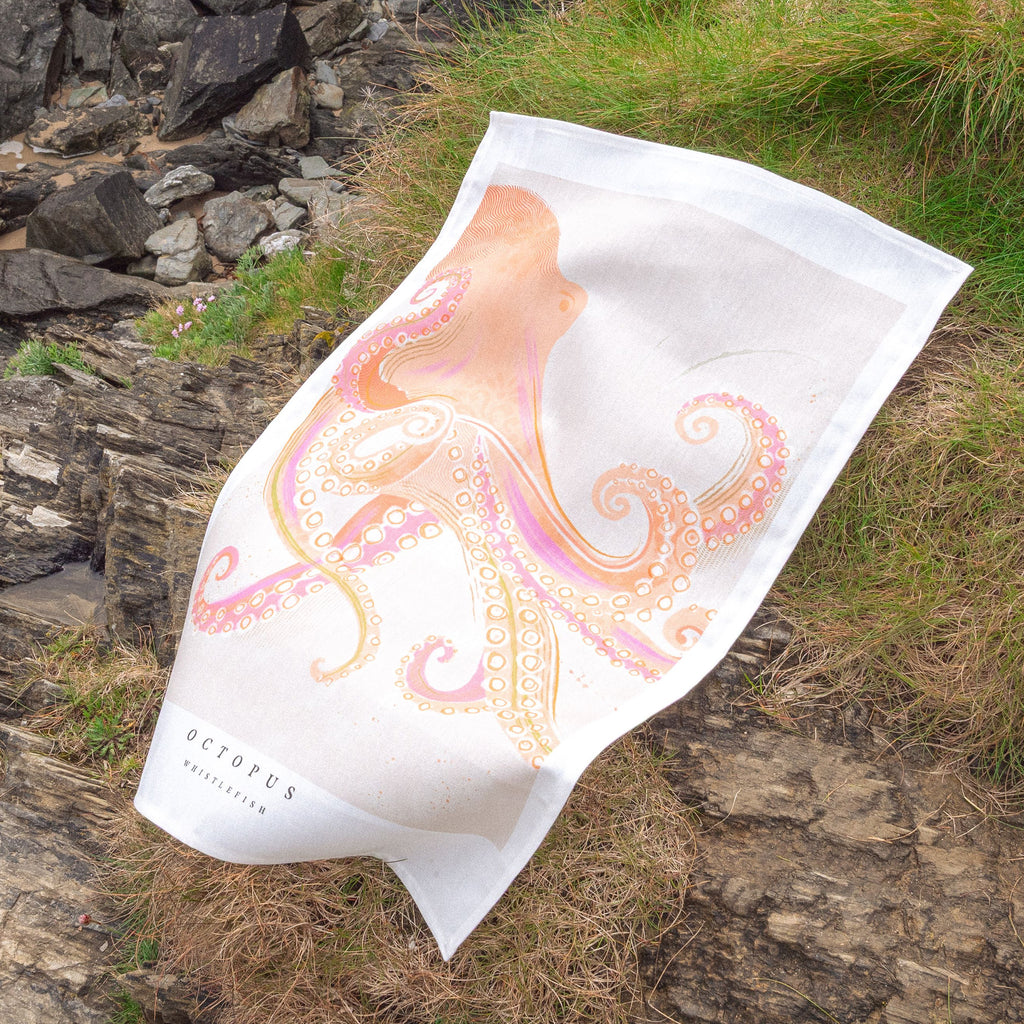 Tea Towel-WTT281 - Seagrass Octopus Tea Towel-Whistlefish