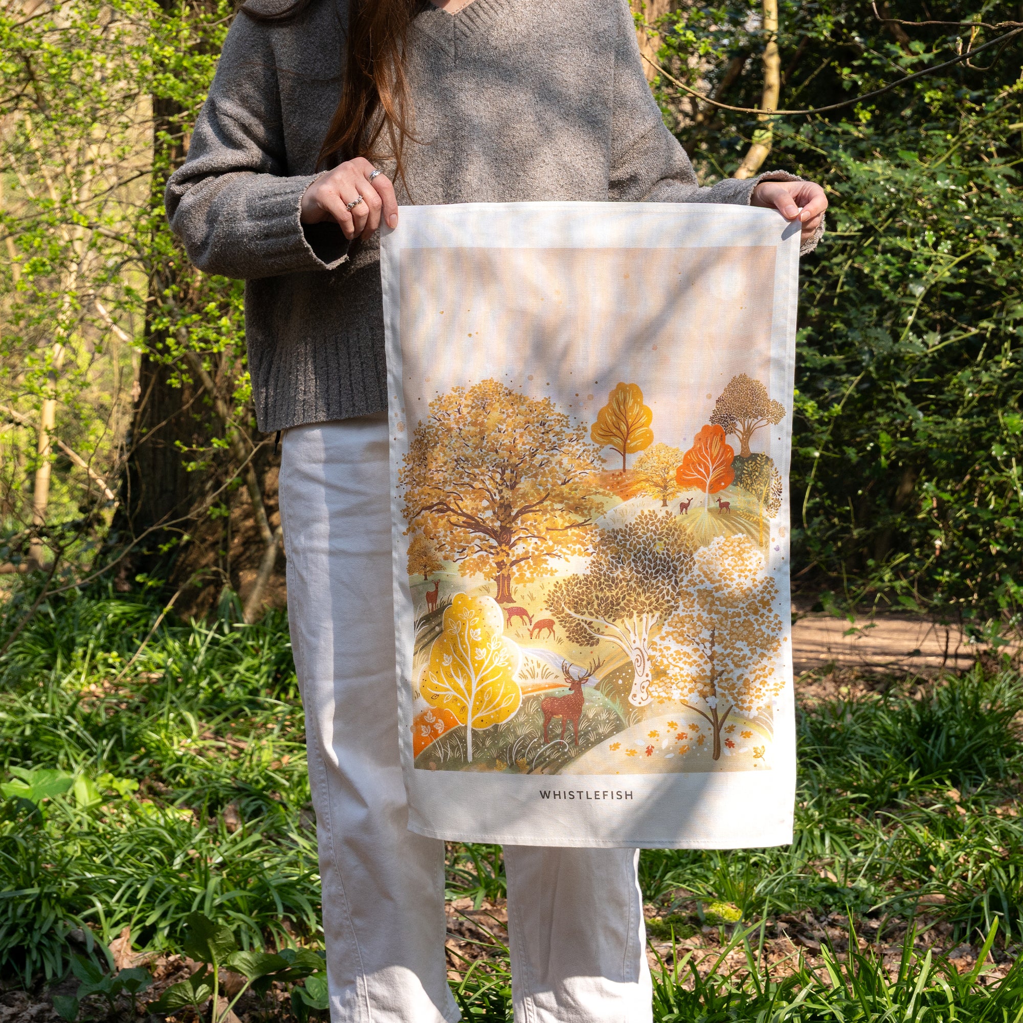 Tea Towel-WTT302 - Autumn Woodland Tea Towel-Whistlefish