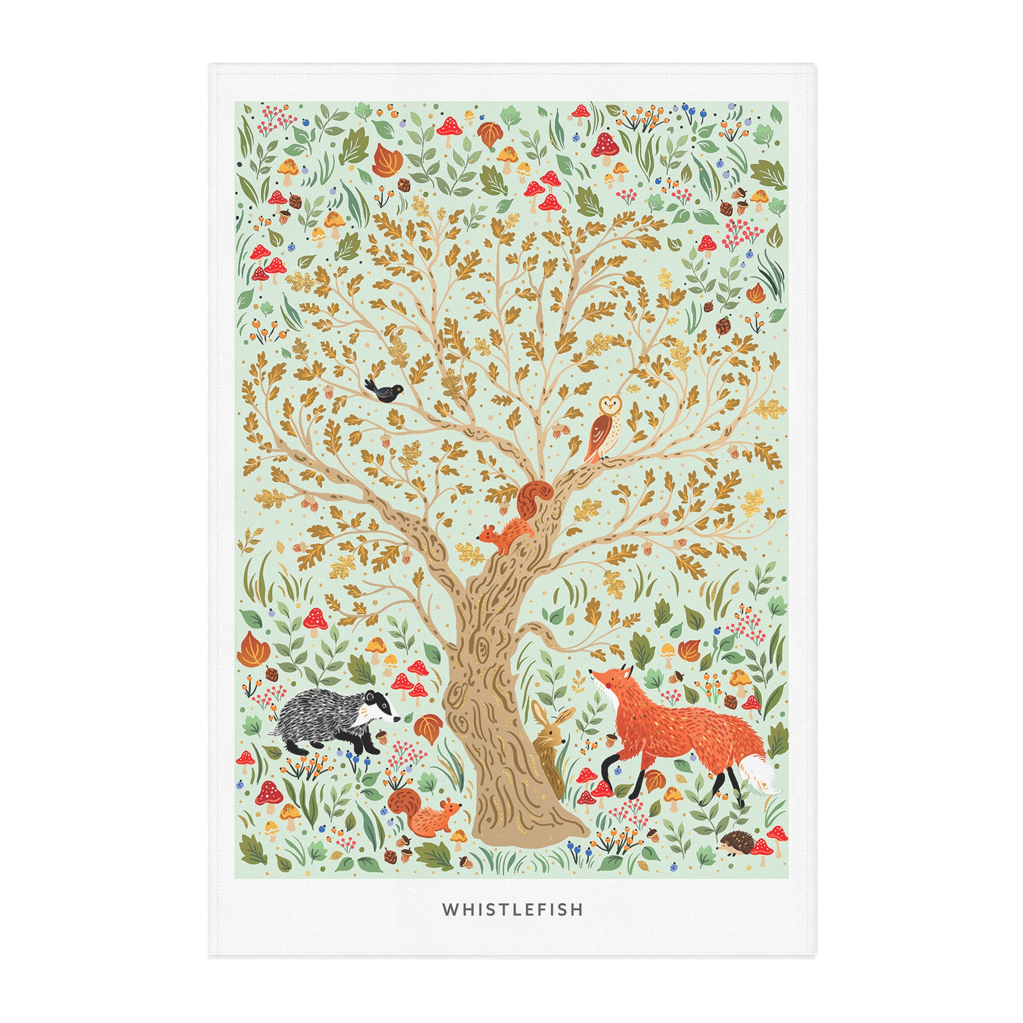 Tea Towel-WTT303 - Autumn Animals Tea Towel-Whistlefish