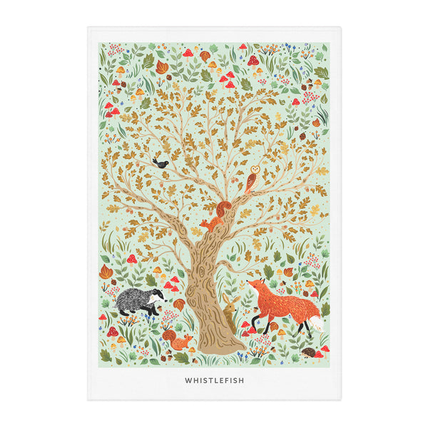 Tea Towel-WTT303 - Autumn Animals Tea Towel-Whistlefish