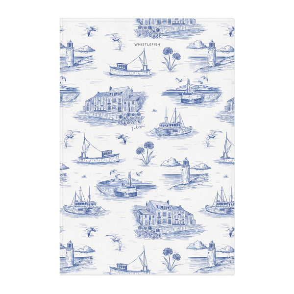 Tea Towel-WTT308 - Padstow Toile Tea Towel-Whistlefish