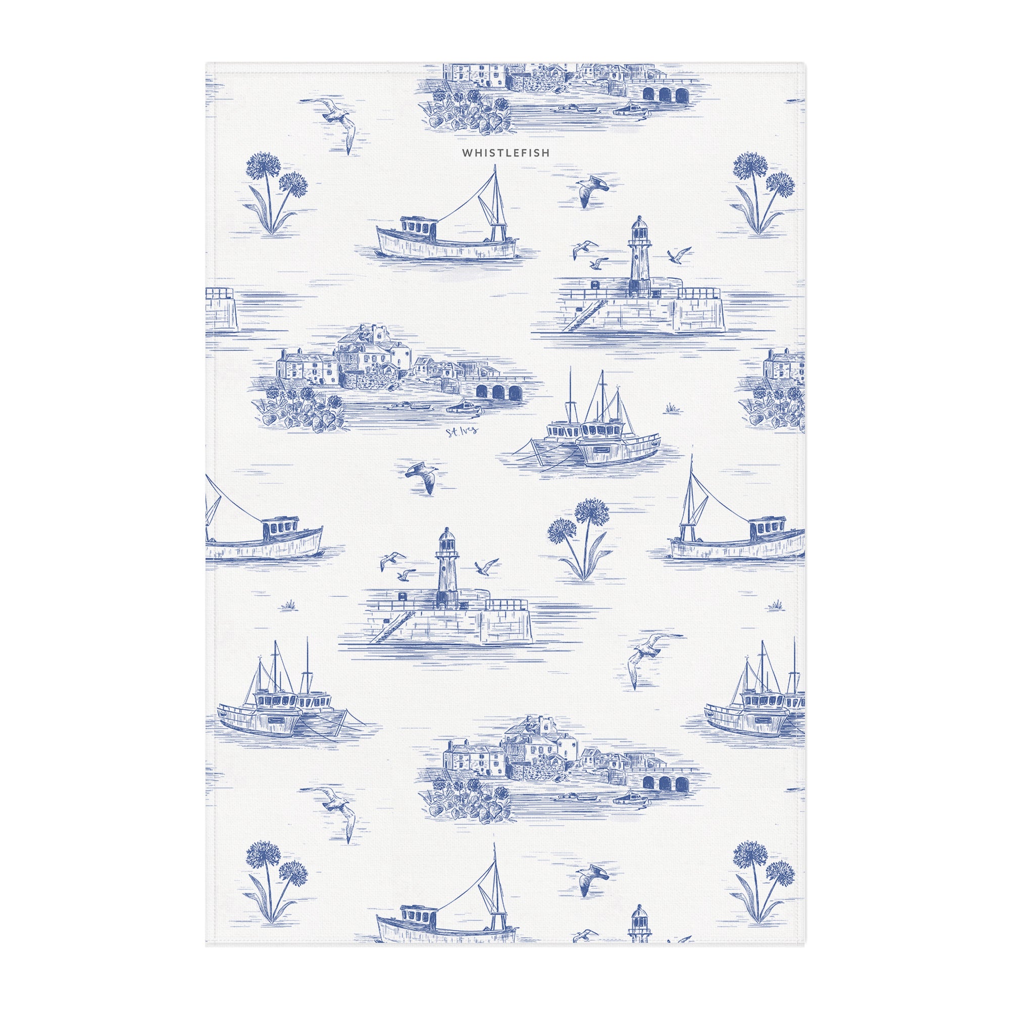 Tea Towel-WTT309 - St Ives Toile Tea Towel-Whistlefish