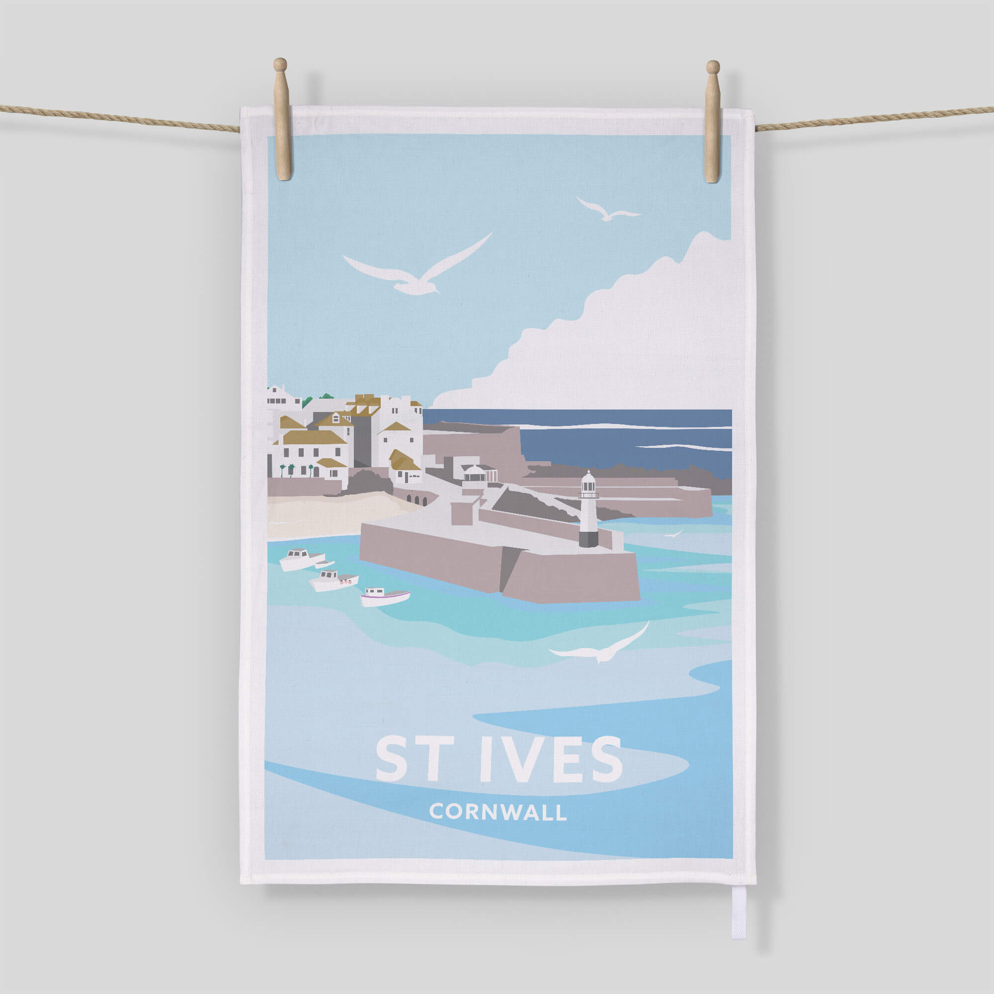 Tea Towel-WTT75 - St Ives Cornwall Tea Towel-Whistlefish
