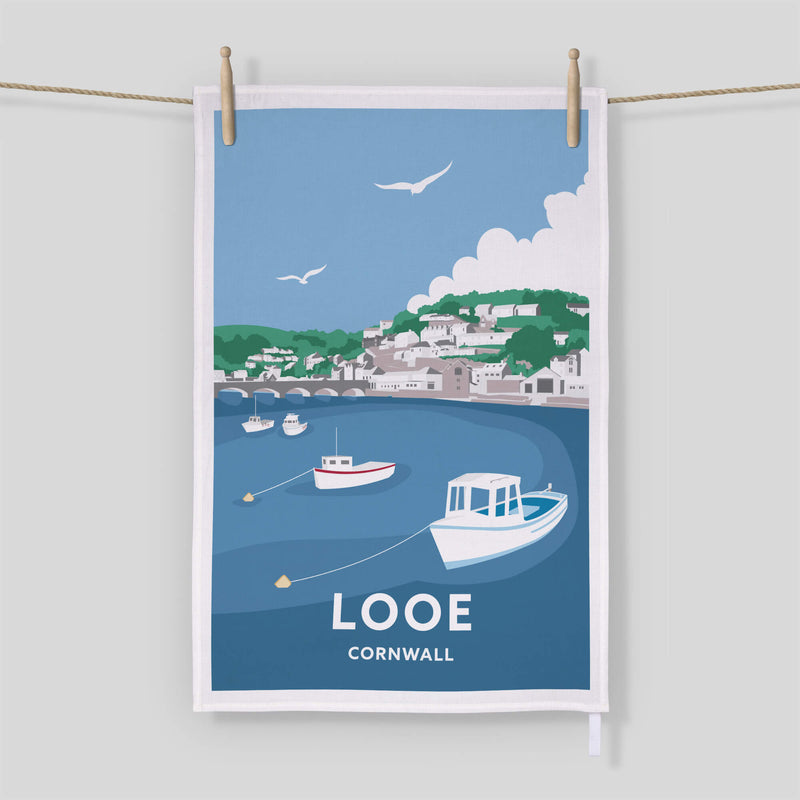 Tea Towel-WTT77 - Looe Cornwall Tea Towel-Whistlefish