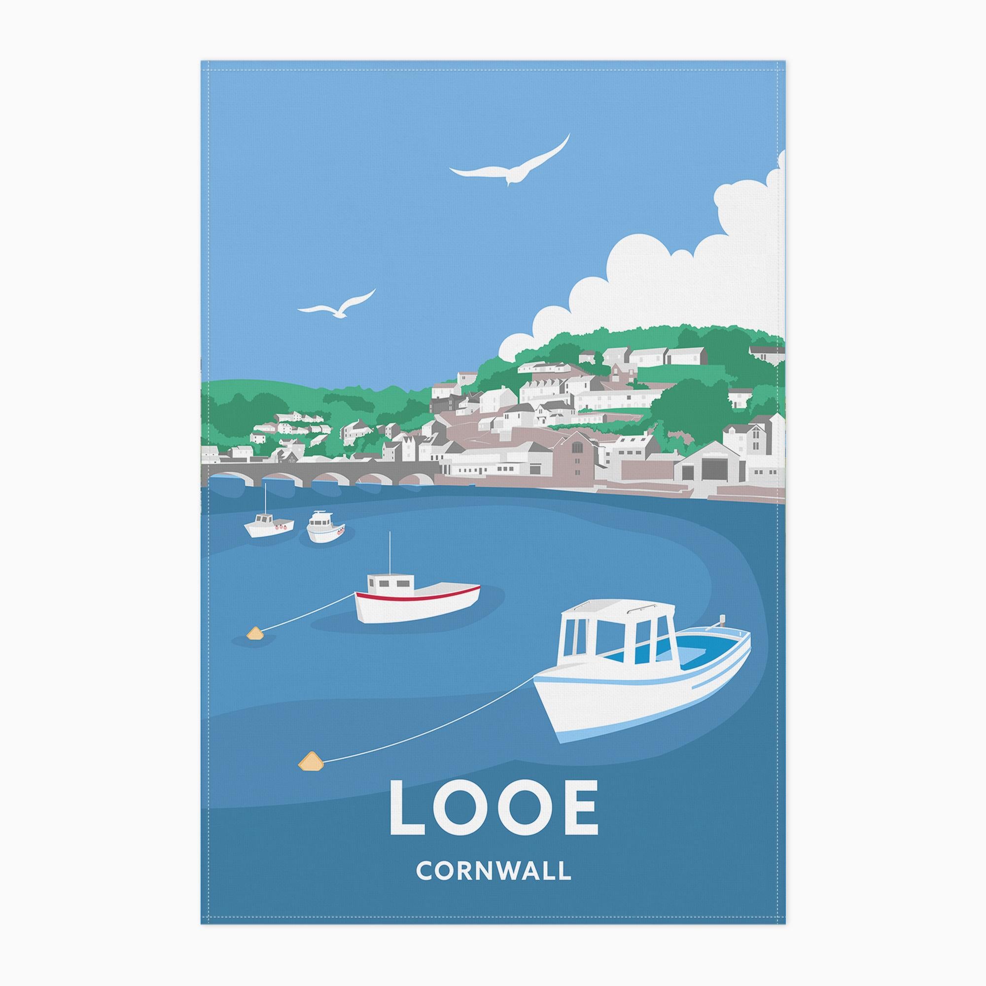 Tea Towel-WTT77 - Looe Cornwall Tea Towel-Whistlefish
