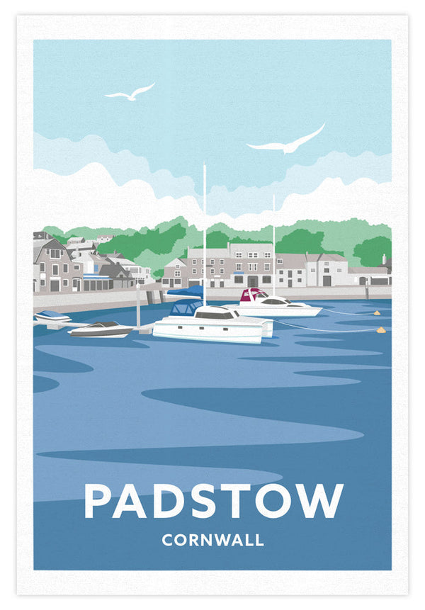 Tea Towel - WTT78 - Padstow Harbour, Cornwall Tea Towel - Padstow Harbour Tea Towel - Art Inspired Homewares - Whistlefish