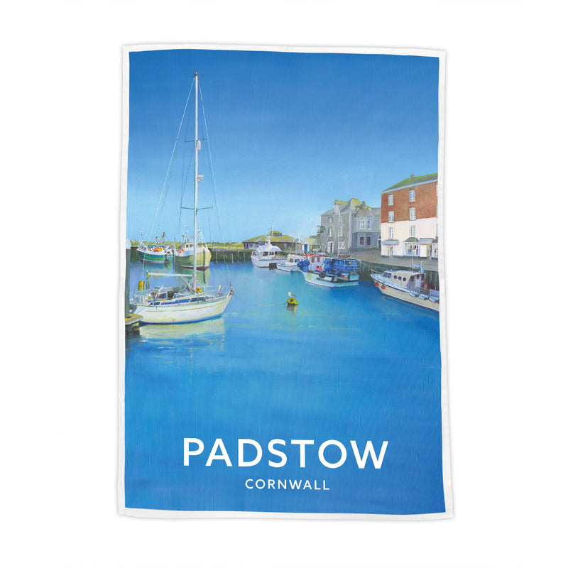 Tea Towel - WTT93 - Padstow Tea Towel - Padstow Tea Towel by Iris Clelford - Coastal Gifts - Whistlefish