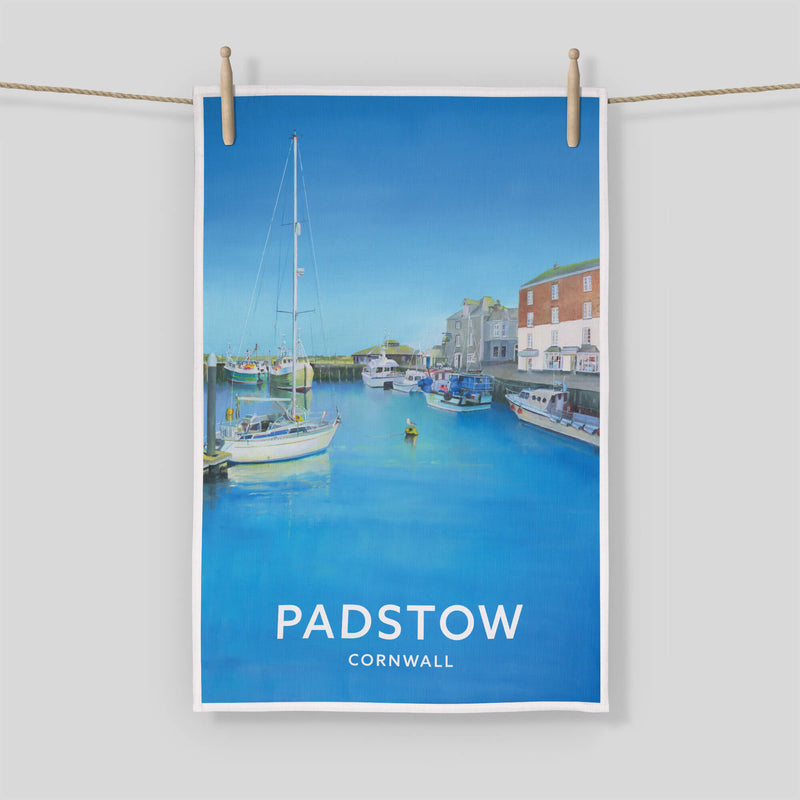 Tea Towel - WTT93 - Padstow Tea Towel - Padstow Tea Towel by Iris Clelford - Coastal Gifts - Whistlefish