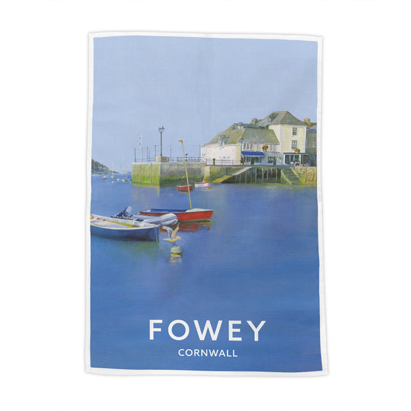 Tea Towel - WTT96 - Fowey Tea Towel - Fowey Tea Towel by Iris Clelford - Coastal Gifts - Whistlefish