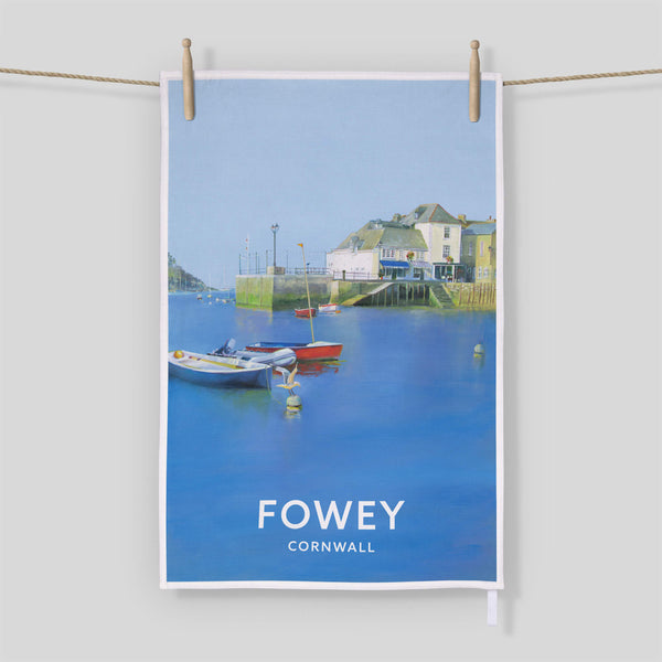 Tea Towel - WTT96 - Fowey Tea Towel - Fowey Tea Towel by Iris Clelford - Coastal Gifts - Whistlefish