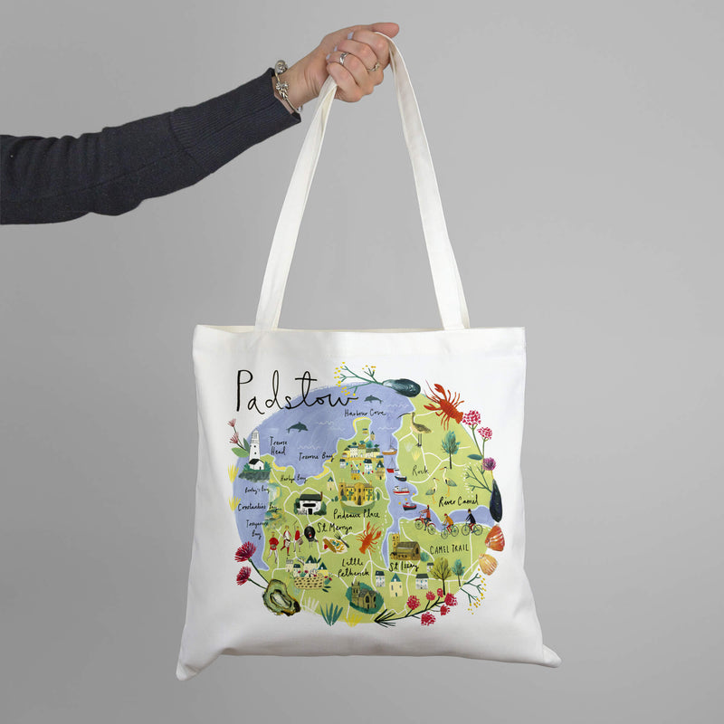 Tote Bag-CR02TB - Padstow Map Tote Bag-Whistlefish