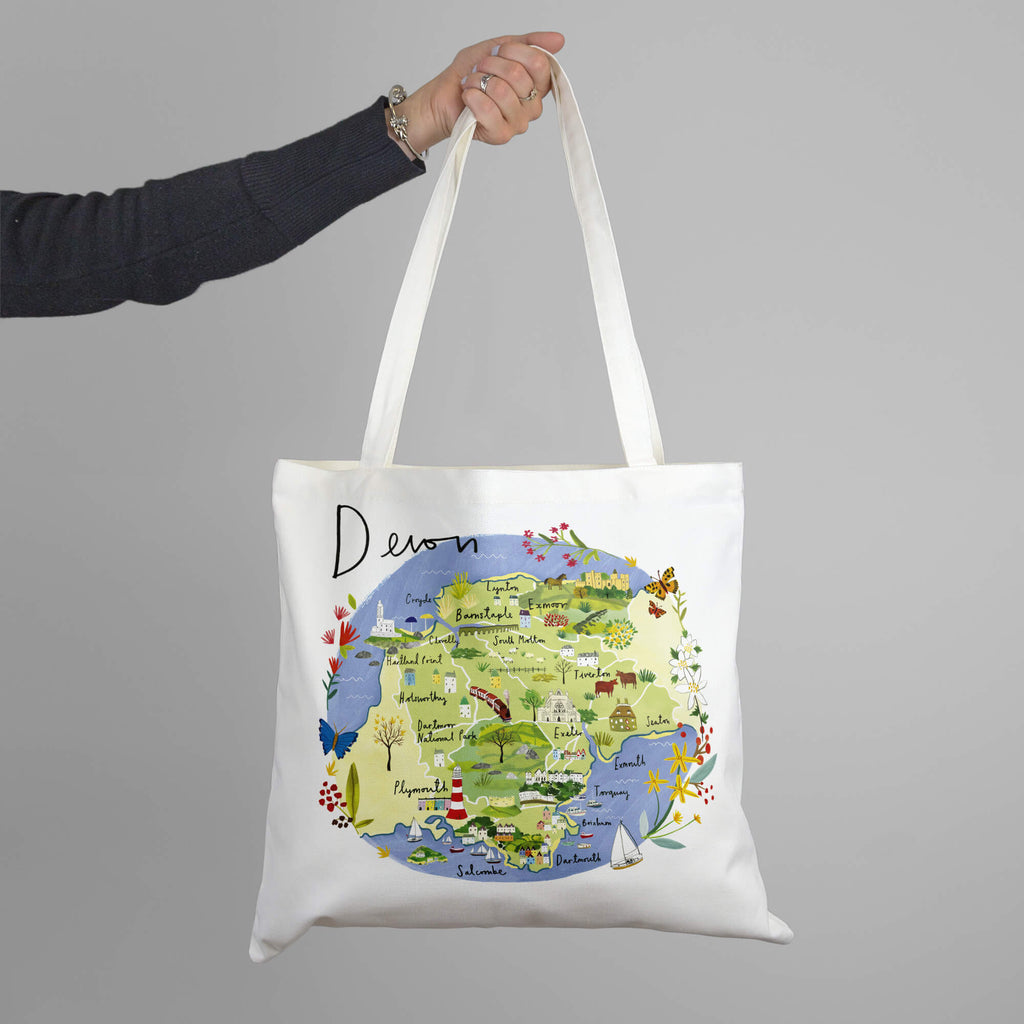 Tote Bag-CR04TB - Devon Map Tote Bag-Whistlefish