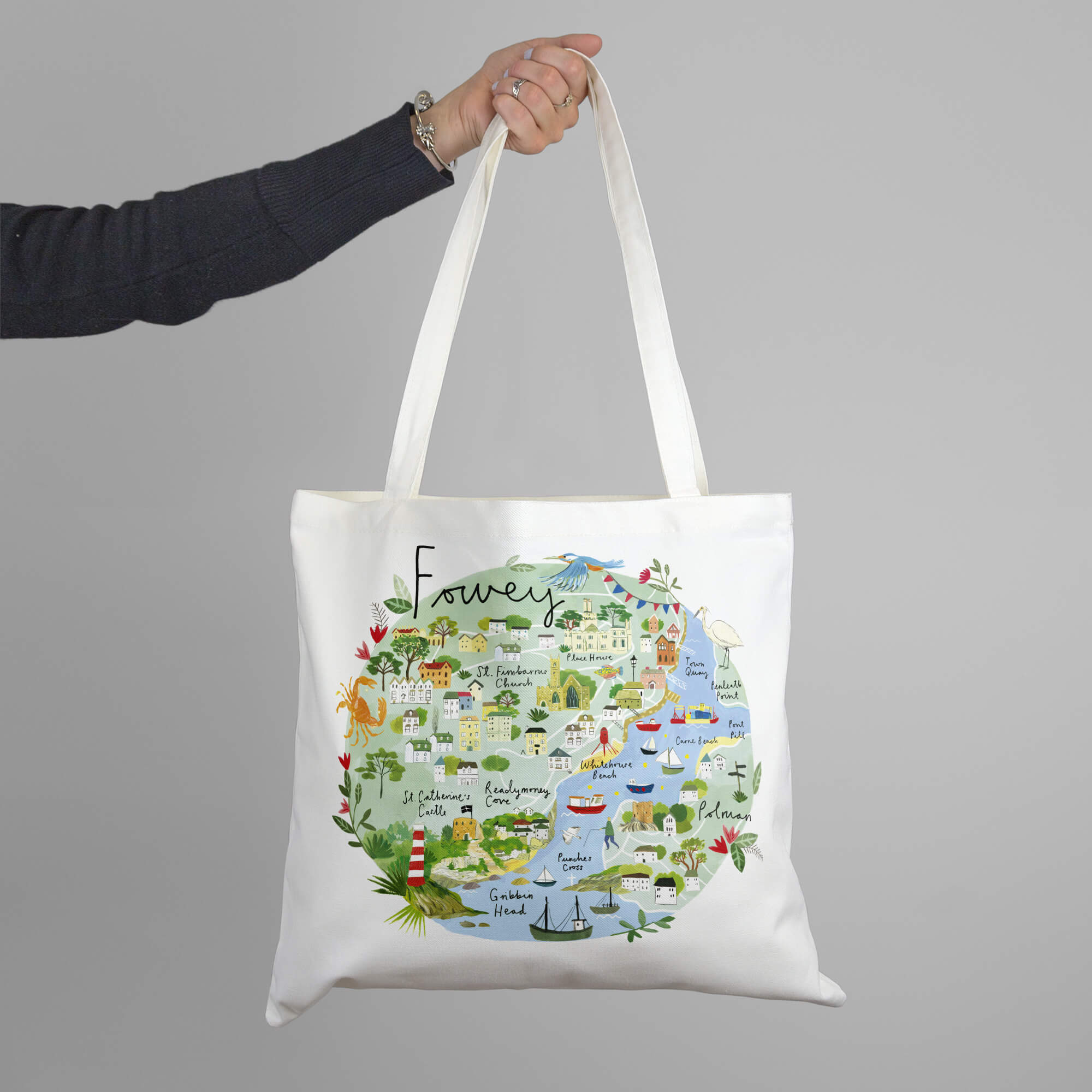 Tote Bag - CR05TB - Fowey Map Tote Bag - Fowey Map Tote Bag - Whistlefish