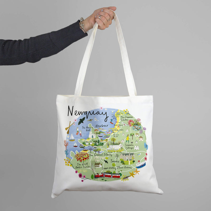 Tote Bag - CR06TB - Newquay Map Tote Bag - 