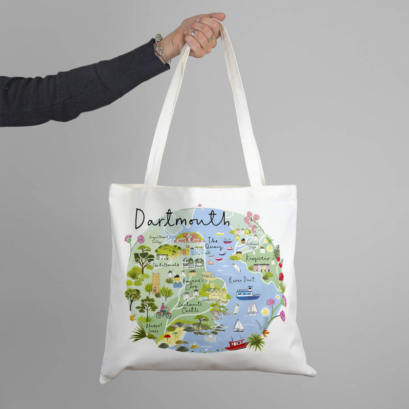 Tote Bag - CR09TB - Dartmouth Map Tote Bag - Dartmouth Map Tote Bag by Clair Rossiter - Art Inspired Gifts - Whistlefish