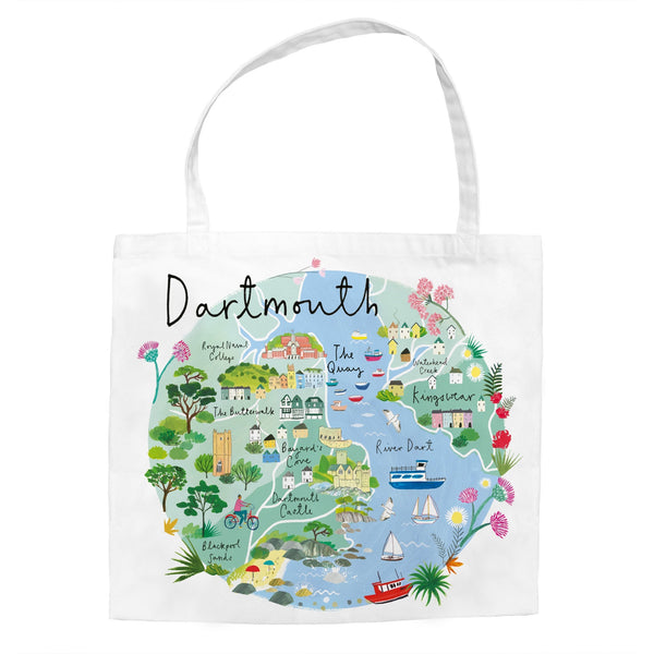 Tote Bag - CR09TB - Dartmouth Map Tote Bag - Dartmouth Map Tote Bag by Clair Rossiter - Art Inspired Gifts - Whistlefish
