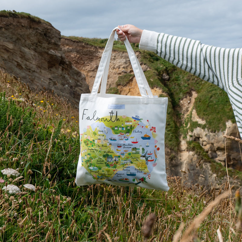 Tote Bag - CR10TB - Falmouth Map Tote Bag - Falmouth Map Tote Bag - Whistlefish