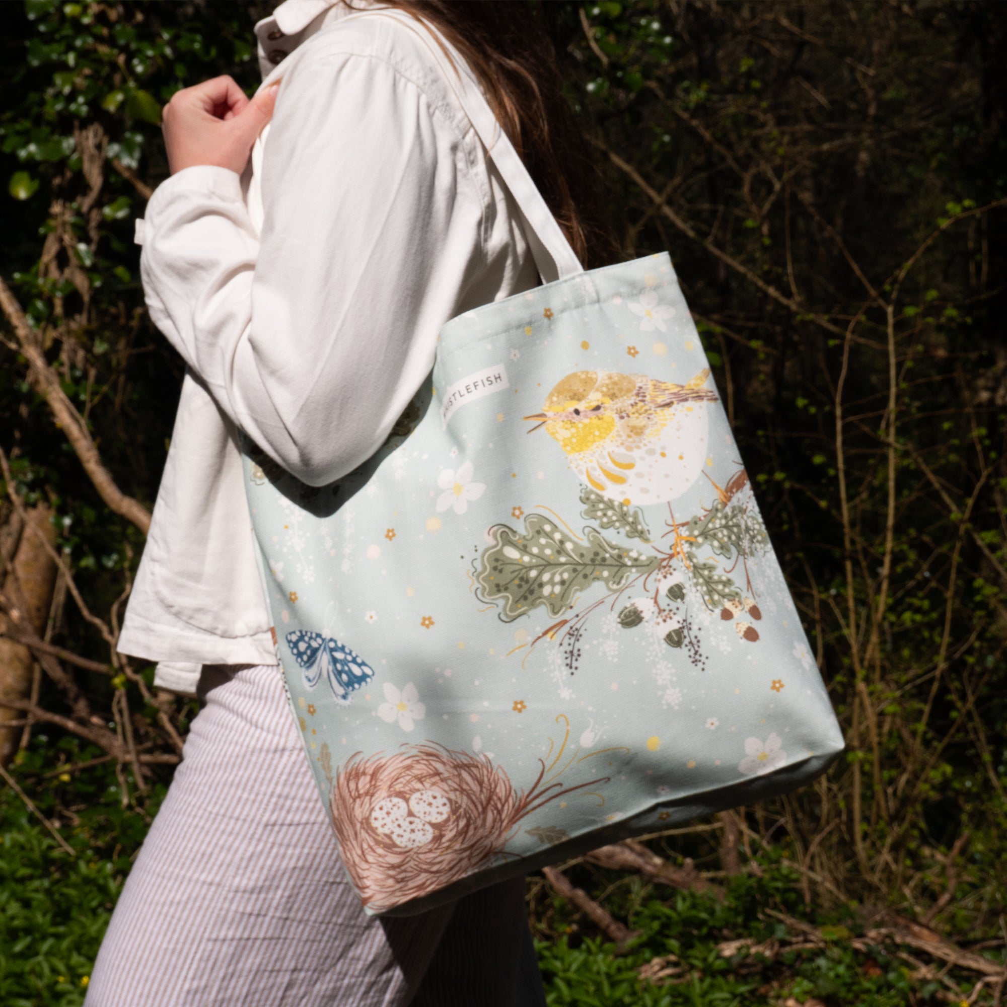 Tote Bag-CR2501TB - Celtic Rainforest Wren Tote Bag-Whistlefish