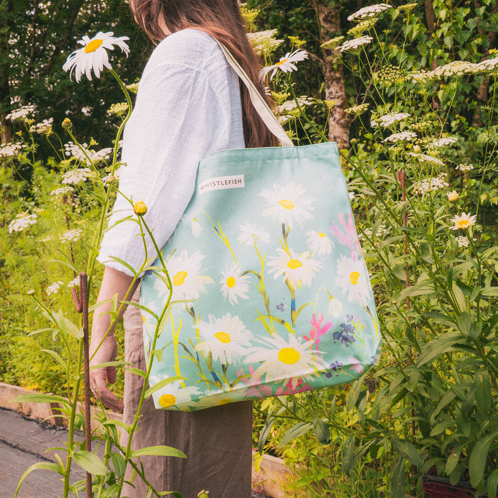 Tote Bag-DA25TB - Messy Daisy Tote Bag-Whistlefish