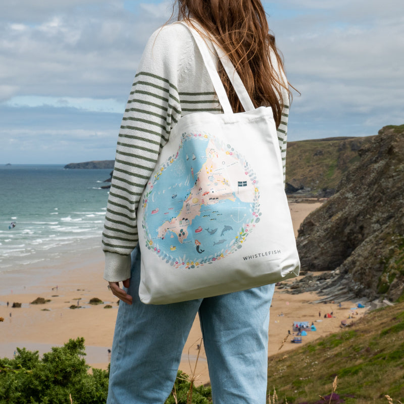 Tote Bag - WTB32 - Cornwall Map Tote Bag - Cornwall Map Tote Bag - Whistlefish