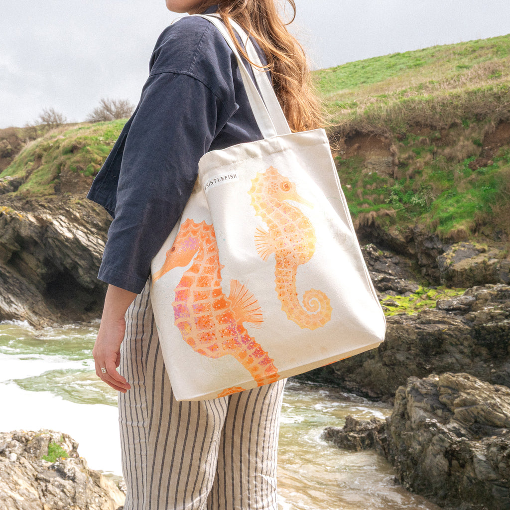 Tote Bag-WTB71 - Seagrass Seahorses Tote Bag-Whistlefish