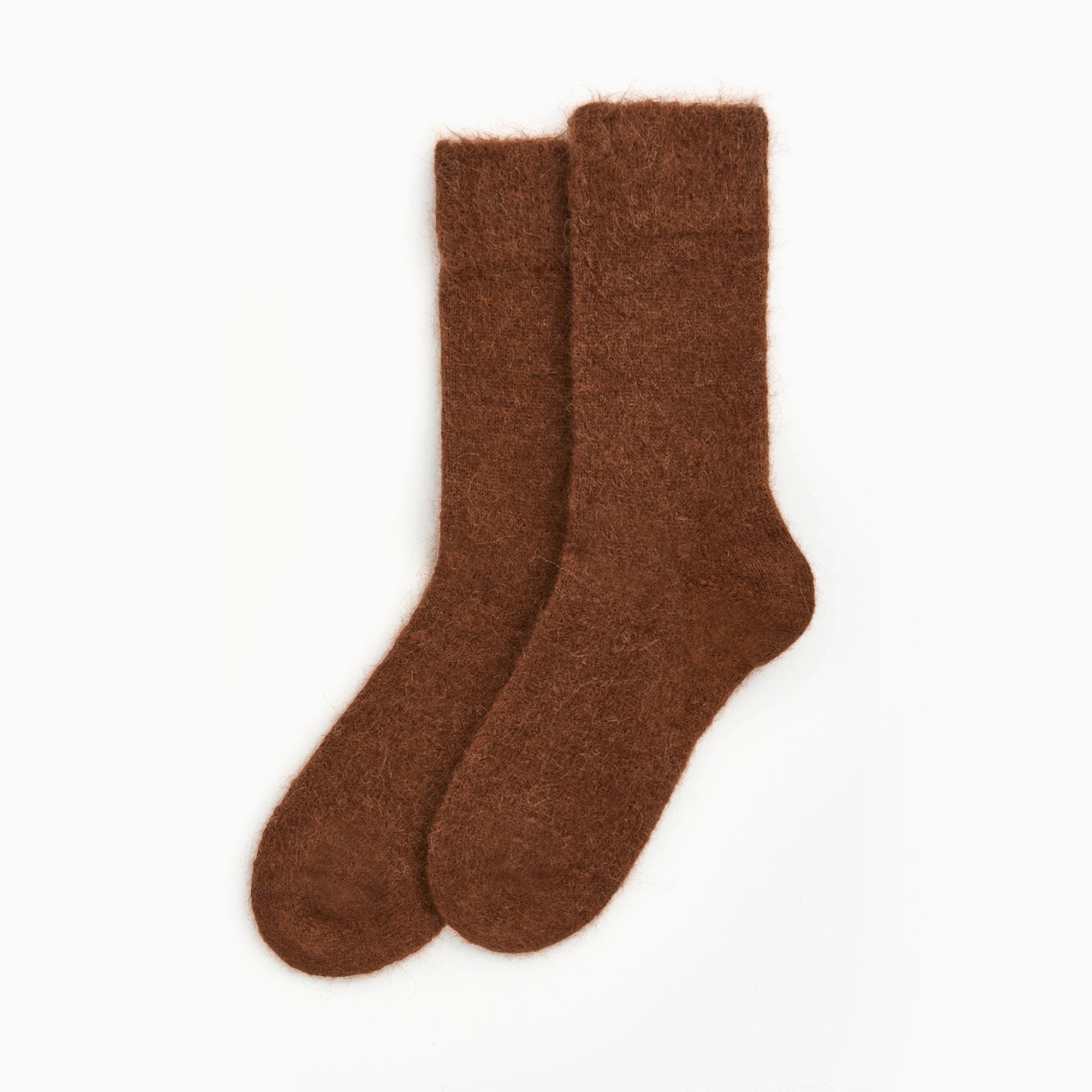 Socks-USALEVBRNM - Chestnut Brown Medium Alpaca Socks-Pairs Socks