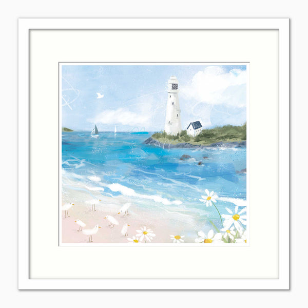 WF1380FS - Lighthouse Daisies Framed Print